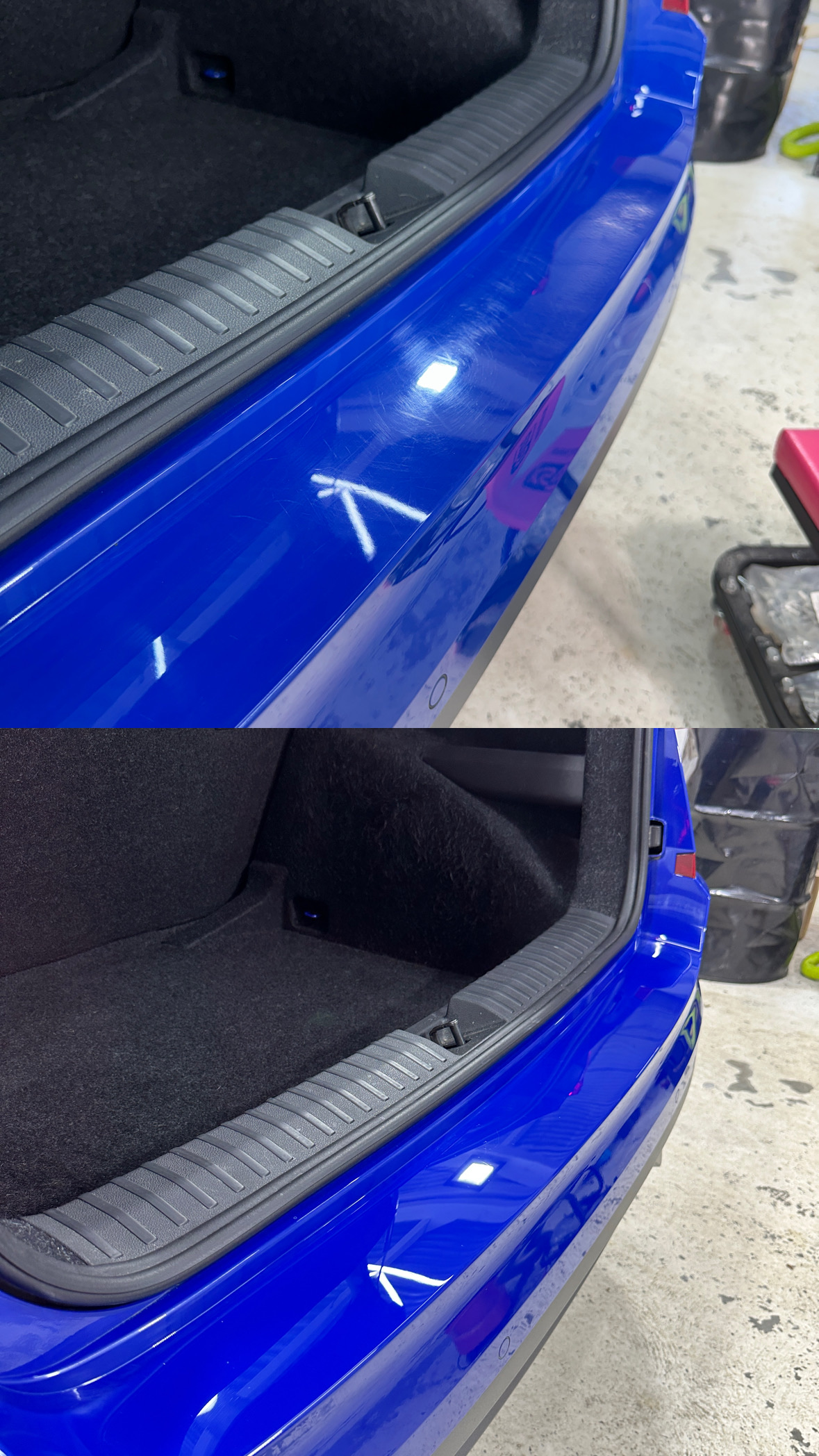 Lavage méticuleux et polissage de carrosserie bleue, lustrage voiture de sport par Hancock Motors
